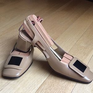 New Charles Jourdan leather, open heel ,size 6.5